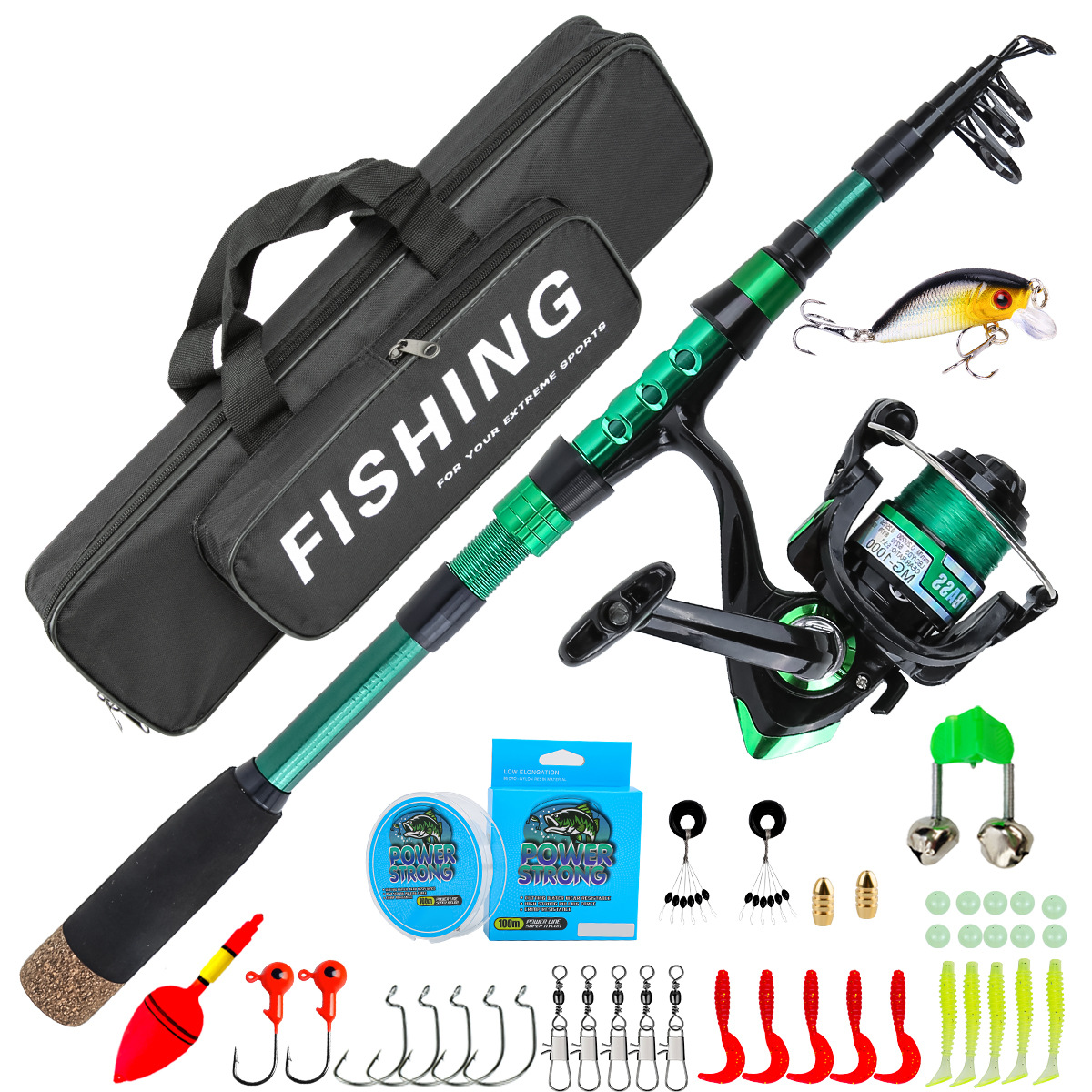 1.8-metrowy zielony teleskopow – Fishing Equipment Kit recenzja i cena